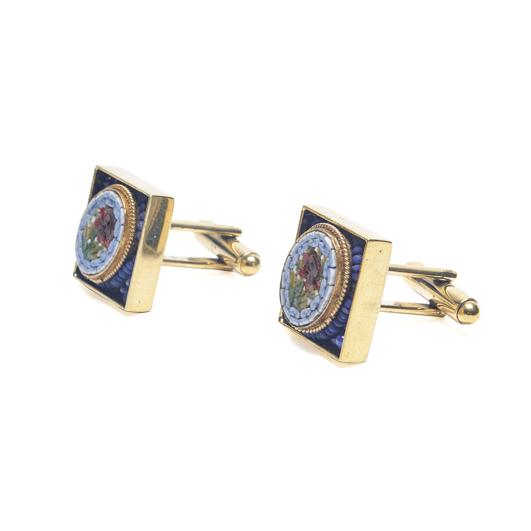 Micro mosaic cufflinks with lapis lazuli (Ravenna)