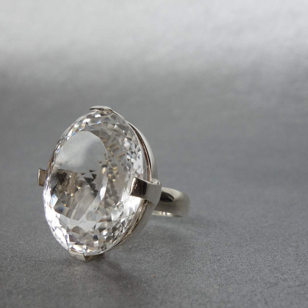 Faceted Bejeweled Clear Quartz ring