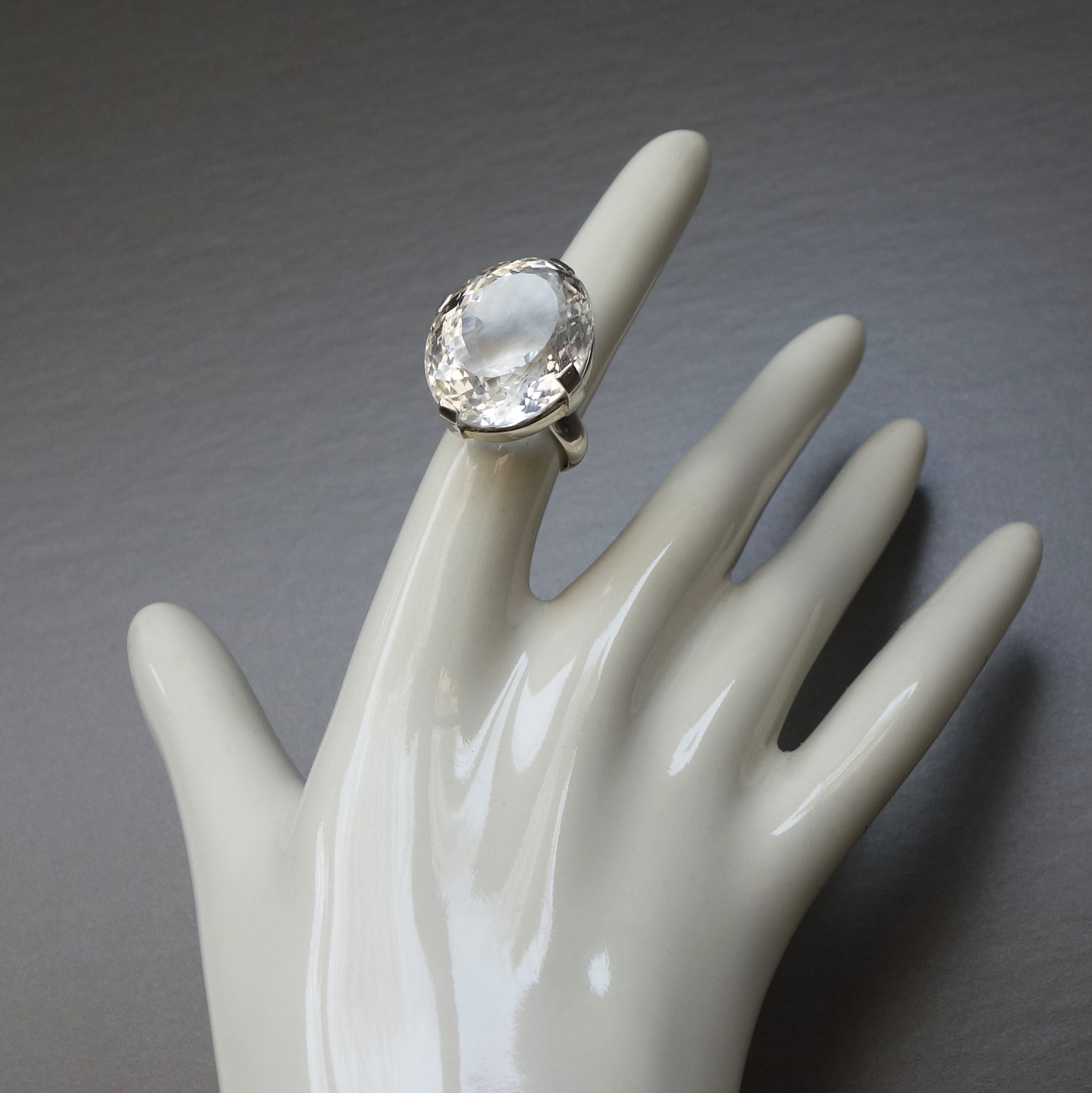 Clear quartz wedding on sale ring