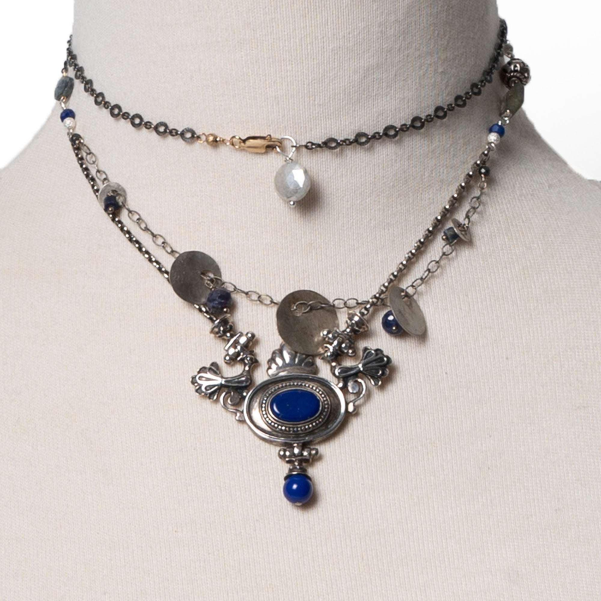 Nights in Hydra: lapis and silver necklace