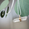 Natural Quartz Crystal wire wrapped in Gold