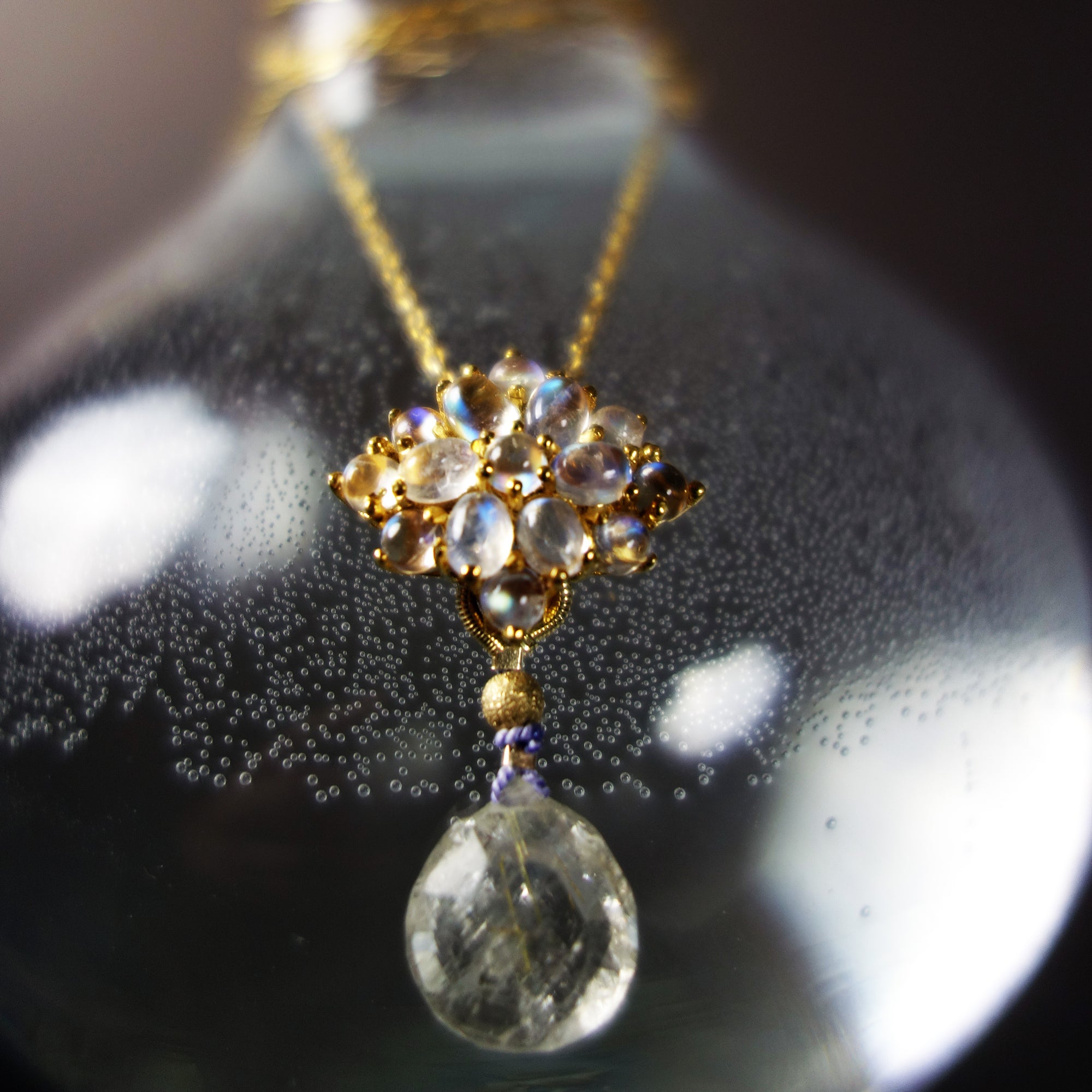 The Colors of Butterfly Wings: moonstone/quartz necklace