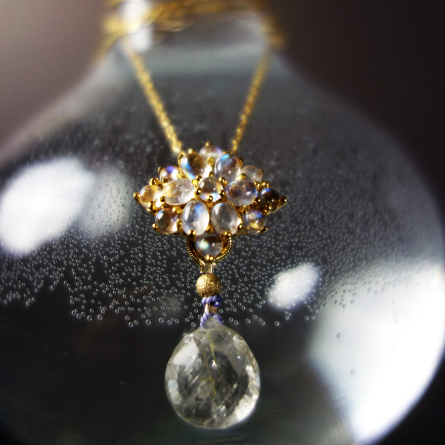 The Colors of Butterfly Wings: moonstone/quartz necklace