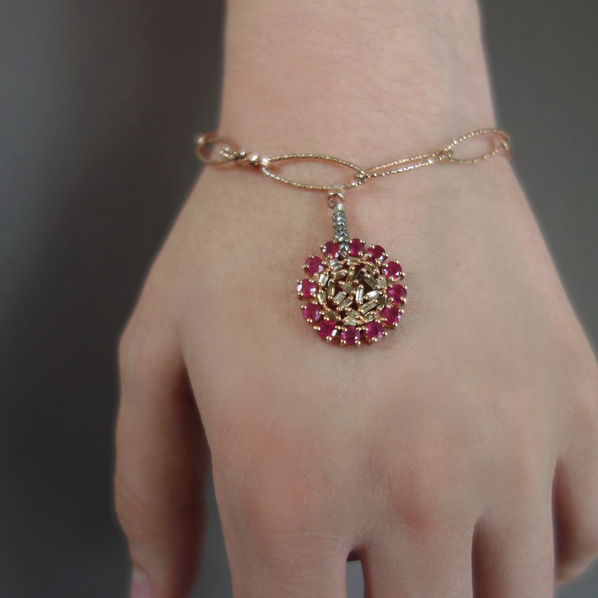 Rubies, Diamonds, and Rose Gold O My bracelet
