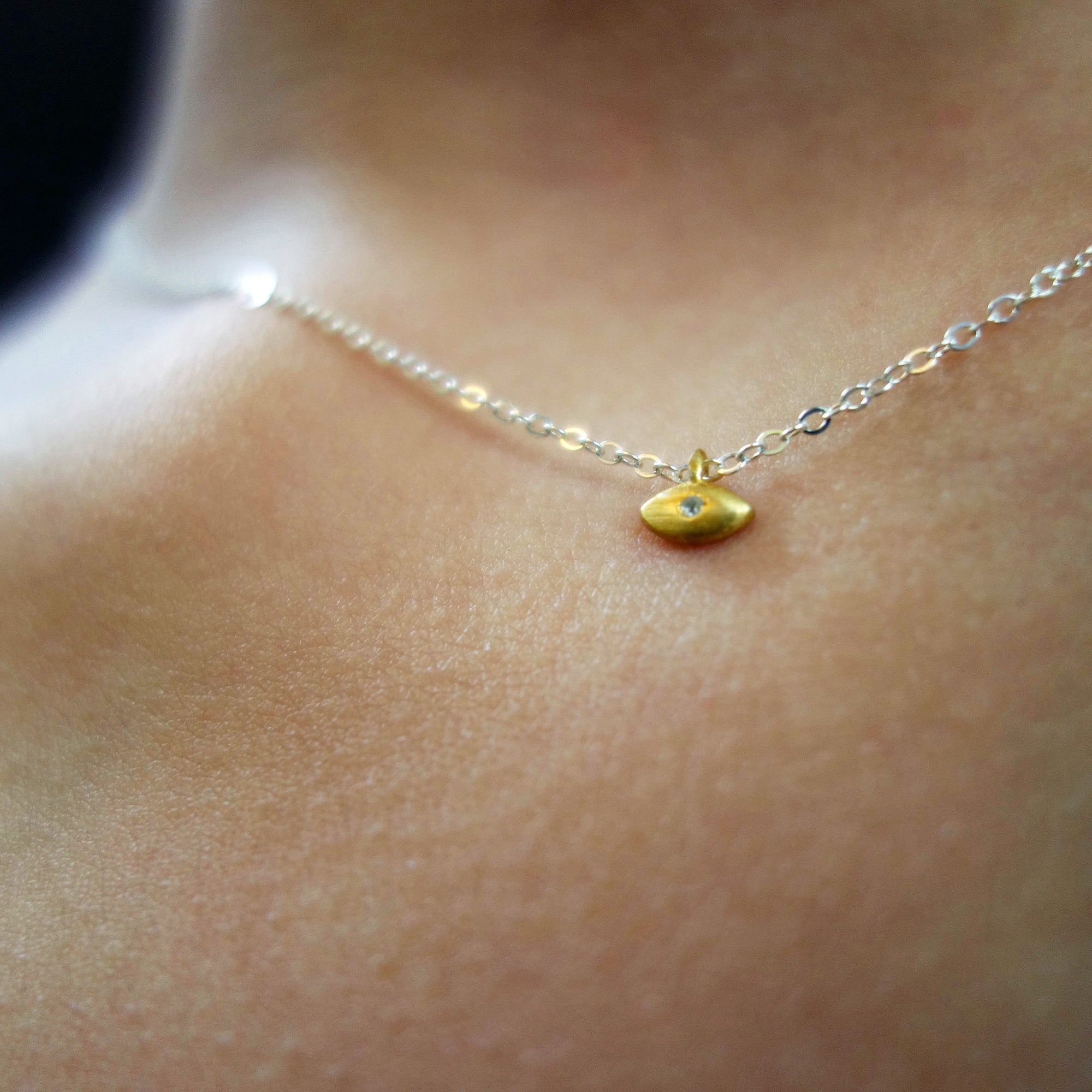 I Can See Clearly Now (diamond in golden eye necklace)