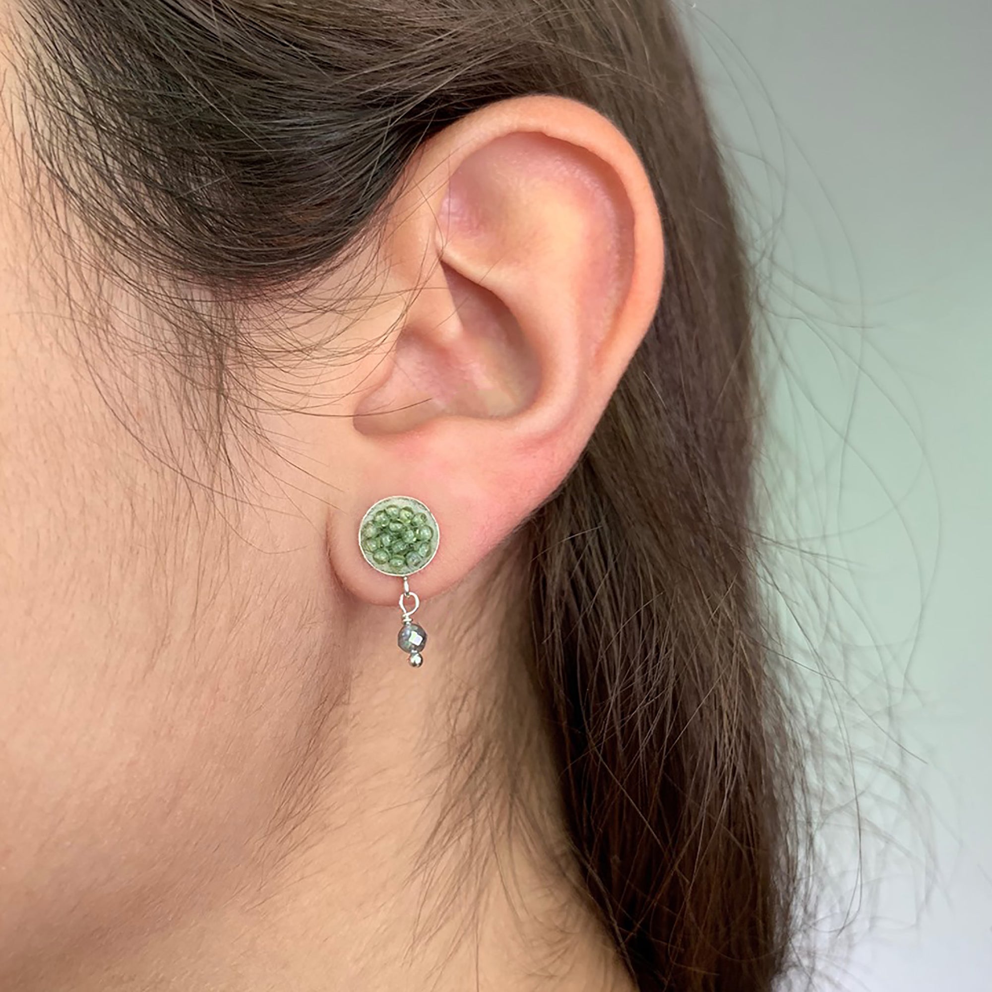 Peridot and Labradorite post earring