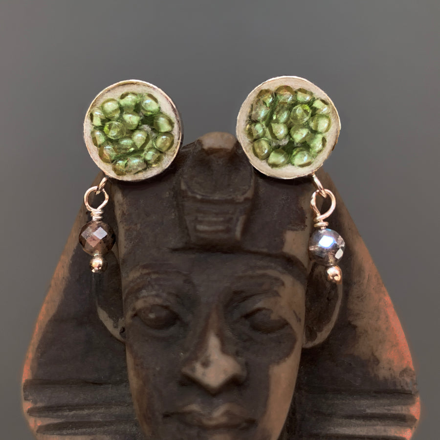 Peridot and Labradorite post earring