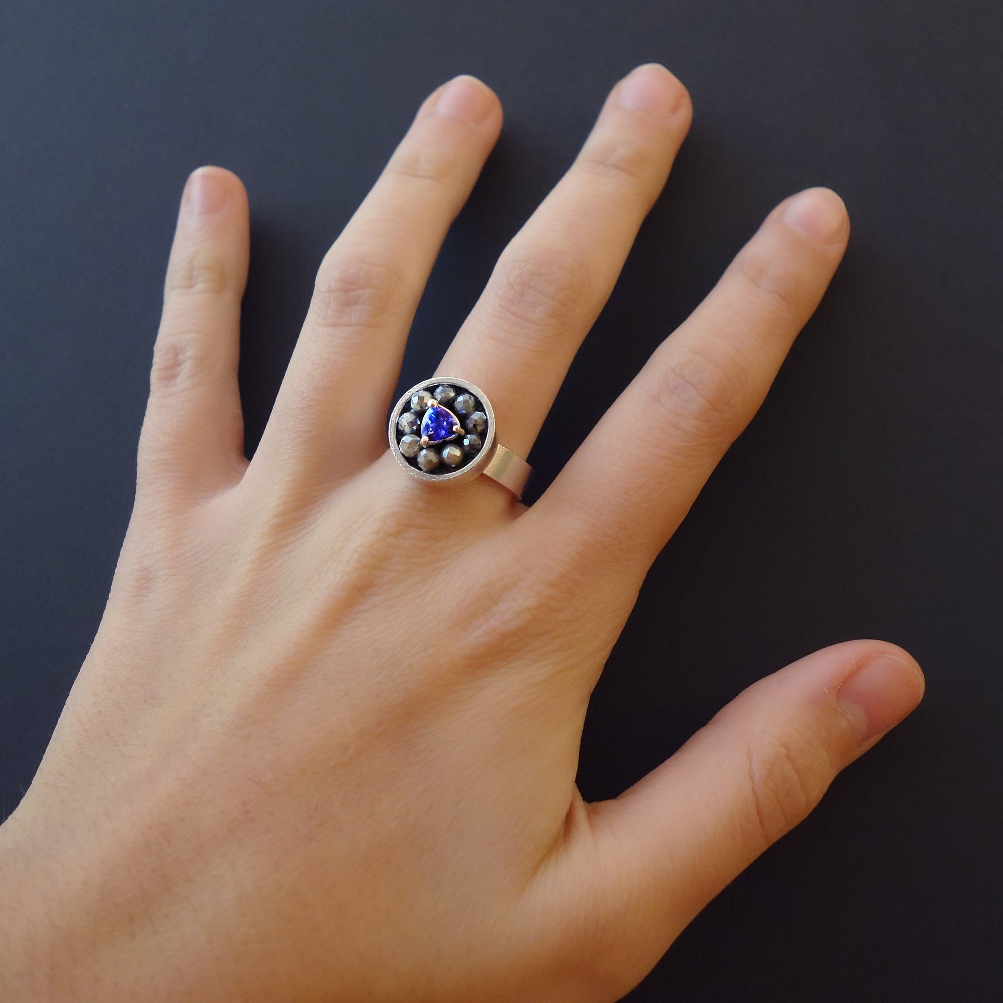 Tanzanite trillium mosaic ring