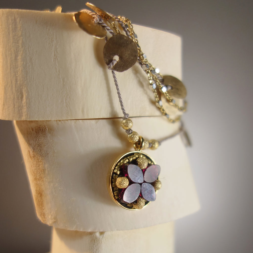 Make the Red Queen Jealous: garnet and gold mosaic necklace