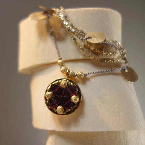 Make the Red Queen Jealous: garnet and gold mosaic necklace