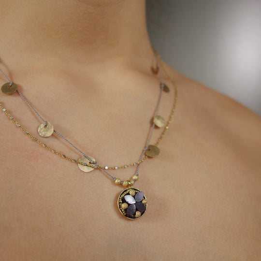 Make the Red Queen Jealous: garnet and gold mosaic necklace