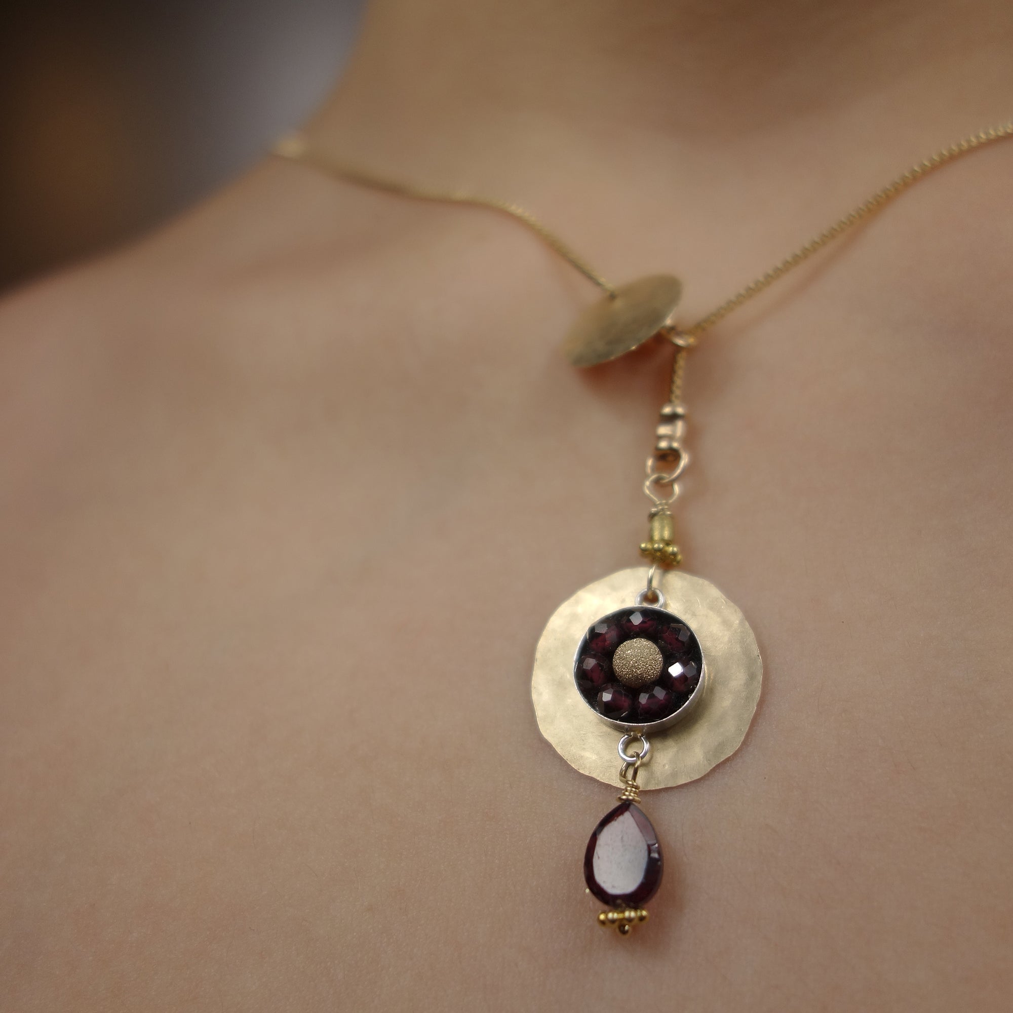 Sleek and Chic (garnet mosaic slider necklace)