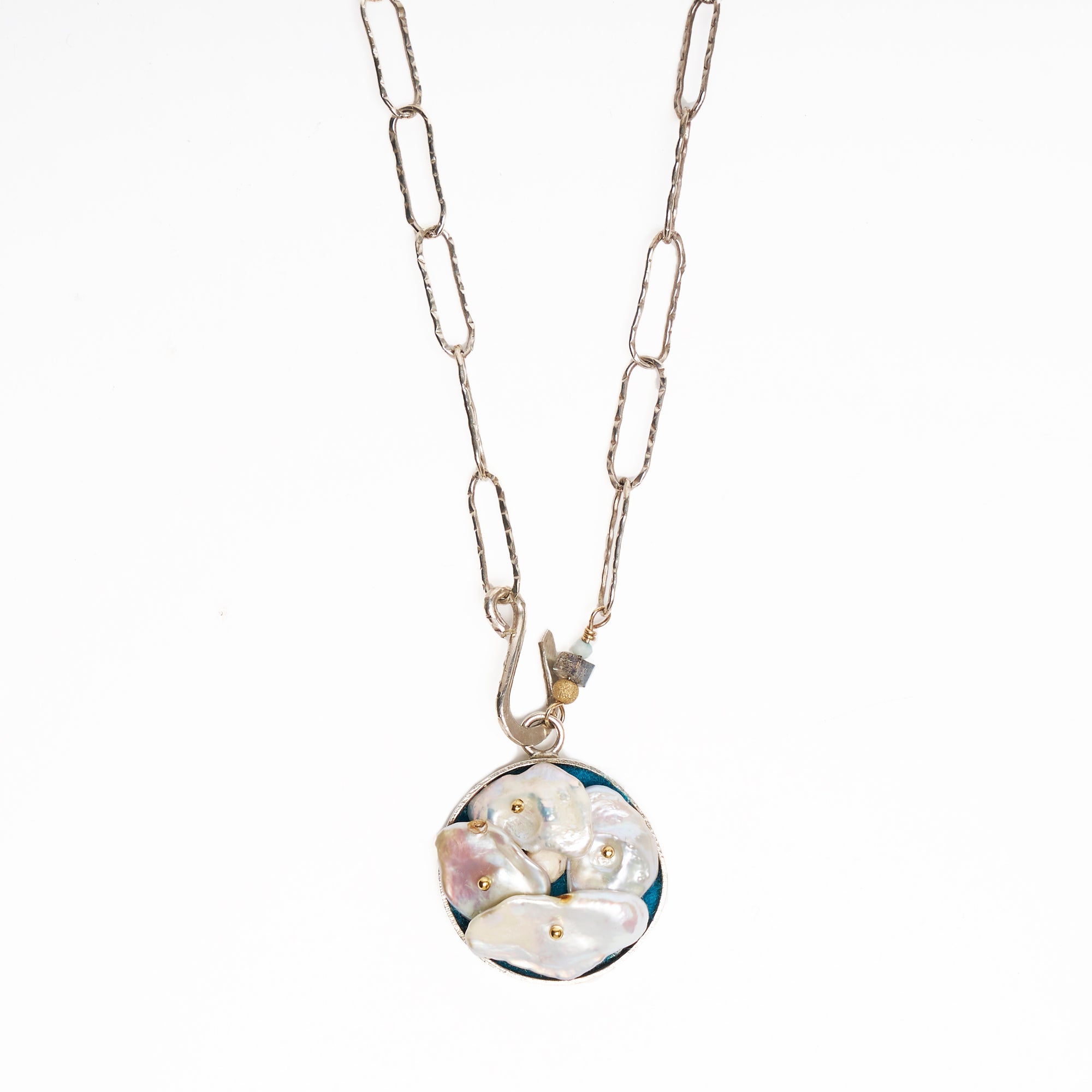 She's a Mermaid by Night Pearl and Gold Mosaic necklace