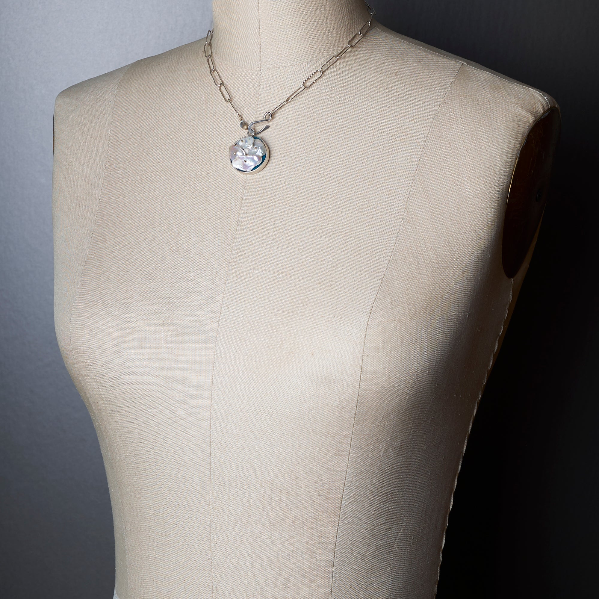 She's a Mermaid by Night Pearl and Gold Mosaic necklace