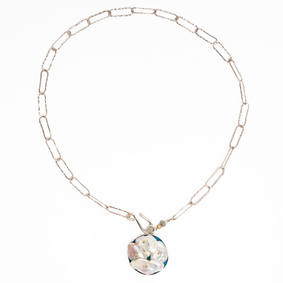 She's a Mermaid by Night Pearl and Gold Mosaic necklace