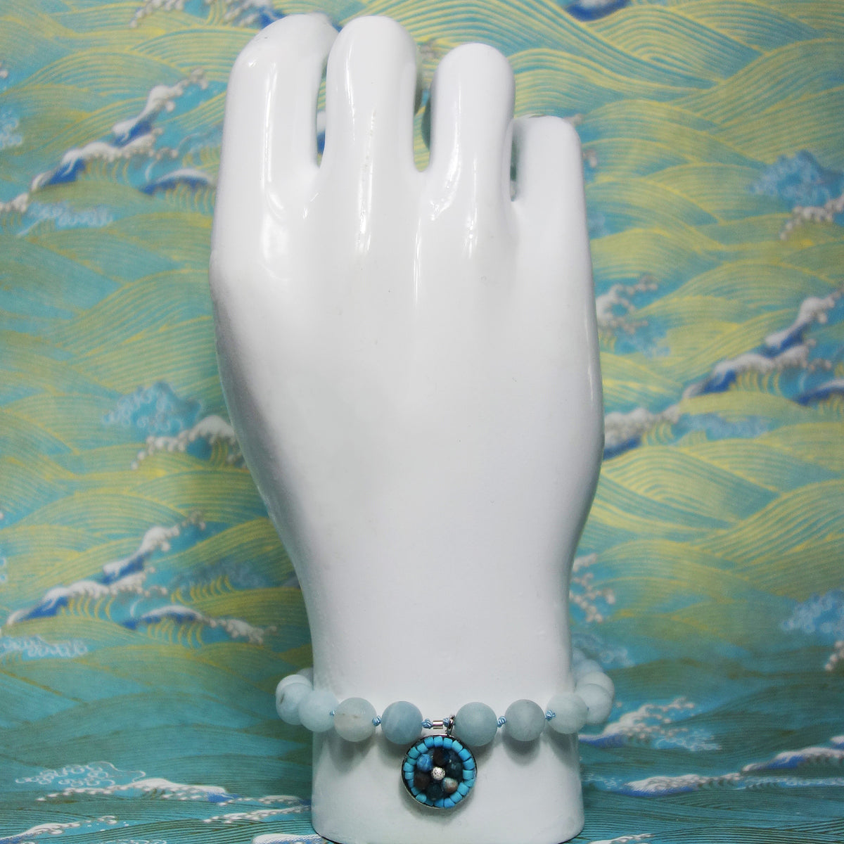 Aquamarine and turquoise mosaic bracelet