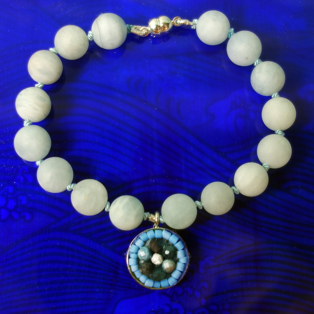 Aquamarine and turquoise mosaic bracelet