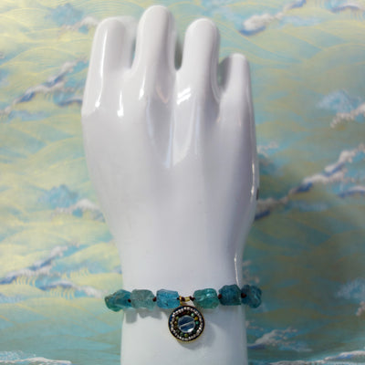Listen to Your Inner Shell: raw apatite and aquamarine bracelet