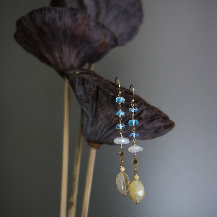 Golden Grace earring (blue topaz and gold)