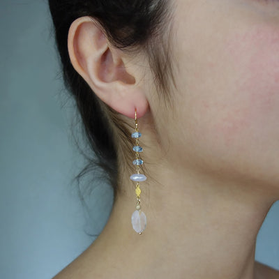 Golden Grace earring (blue topaz and gold)