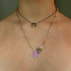 Shine on Harvest Moon (sapphire, opal, and rose gold necklace)