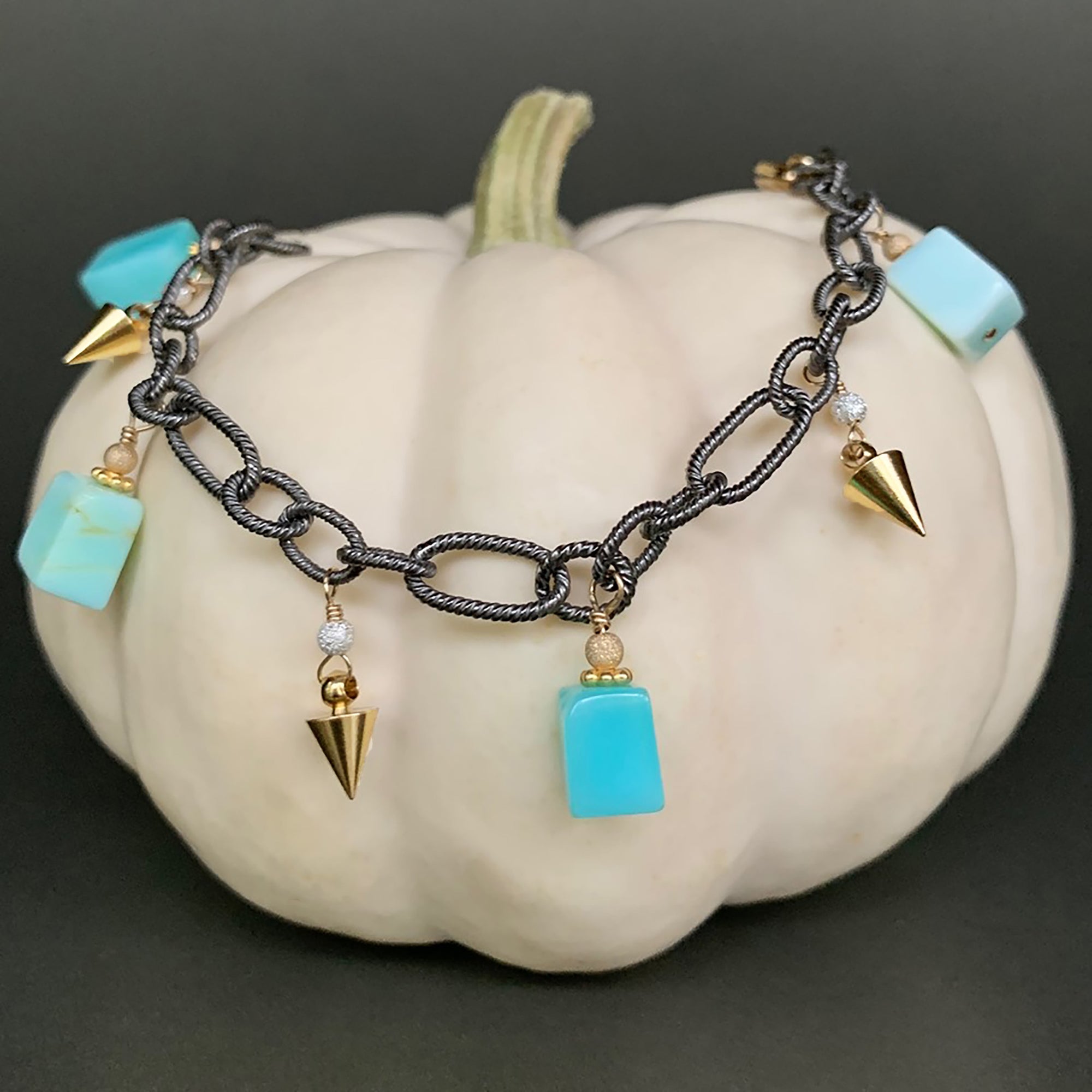 Blue Peruvian opal bracelet gilt threerow  купить на Ярмарке Мастеров   O0SD6COM  Bead bracelet Moscow