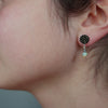 Pyrite and Opal post earring