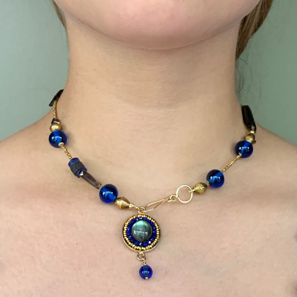 Tangled Up in Blue wrap bracelet/necklace