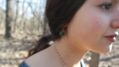 Chrome Diopside and Pyrite Mosaic Earrings