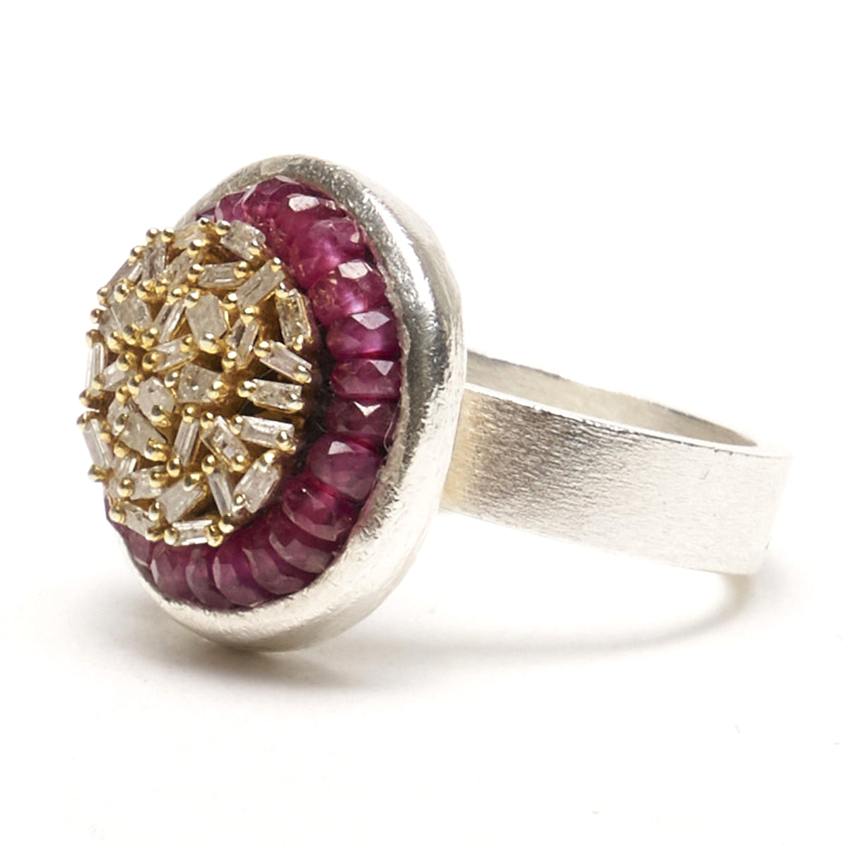 Absolutely Fabulous diamond and ruby mosaic ring