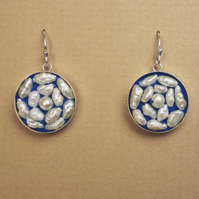 Freshwater pearl mosaic earring