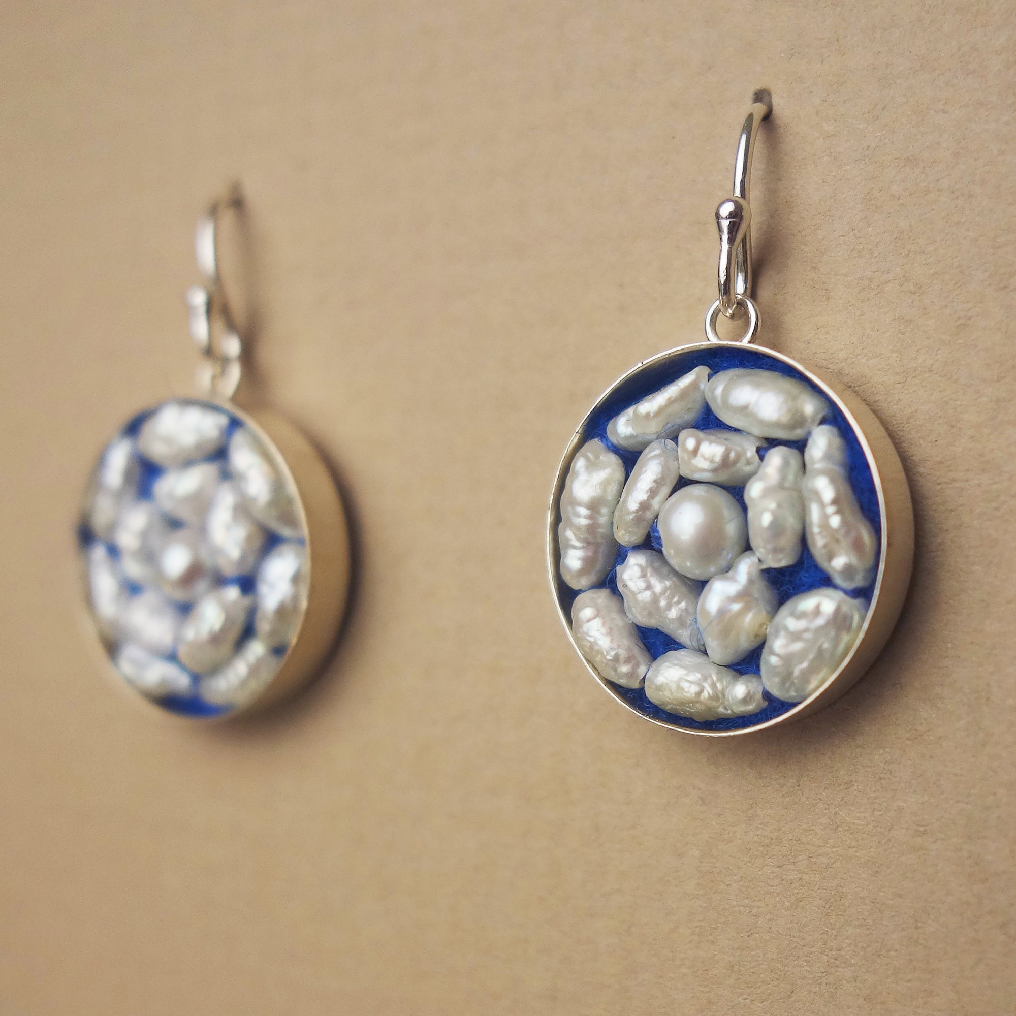Freshwater pearl mosaic earring