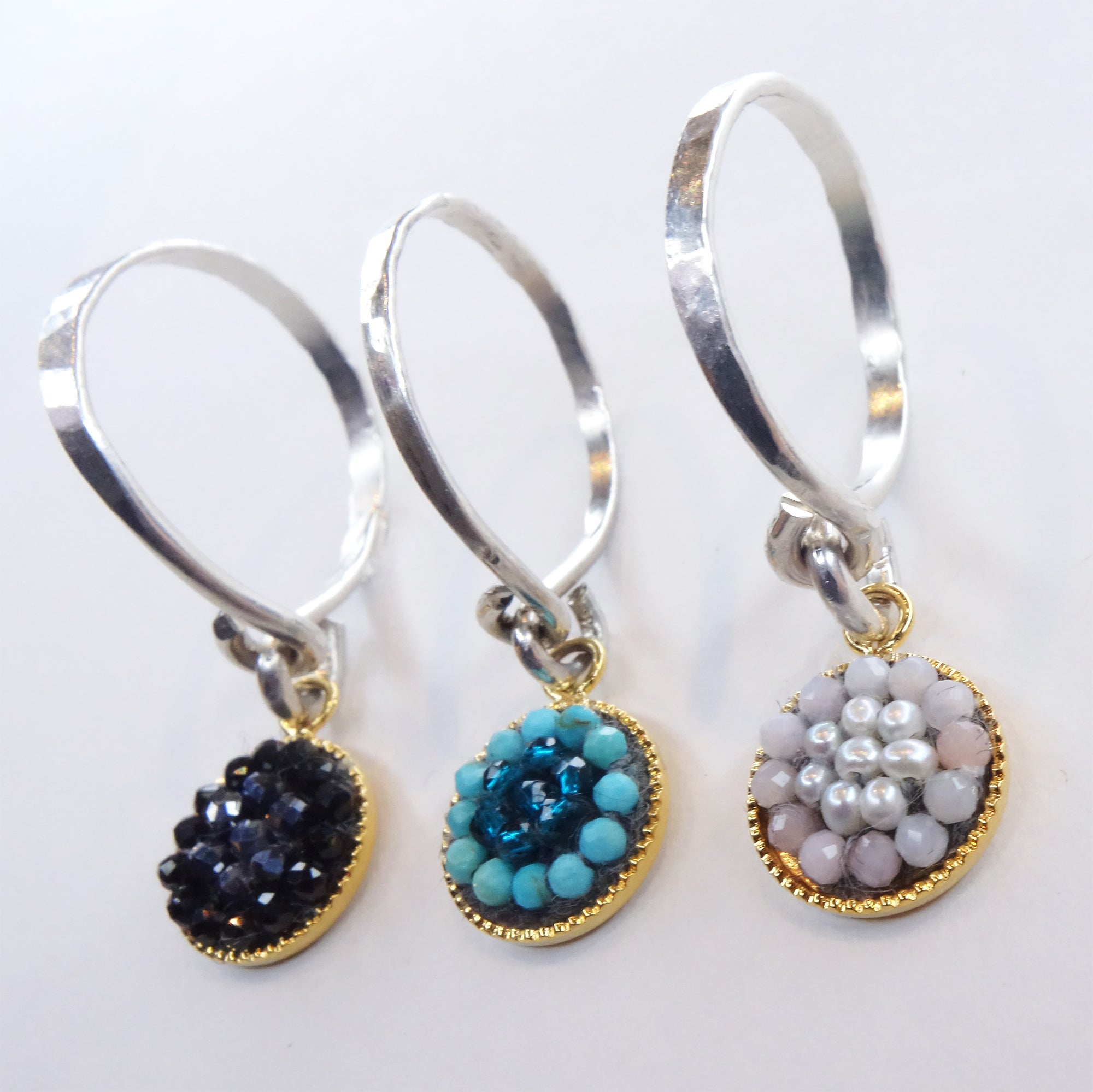 Mosaic Charm Ring: hand hammered silver