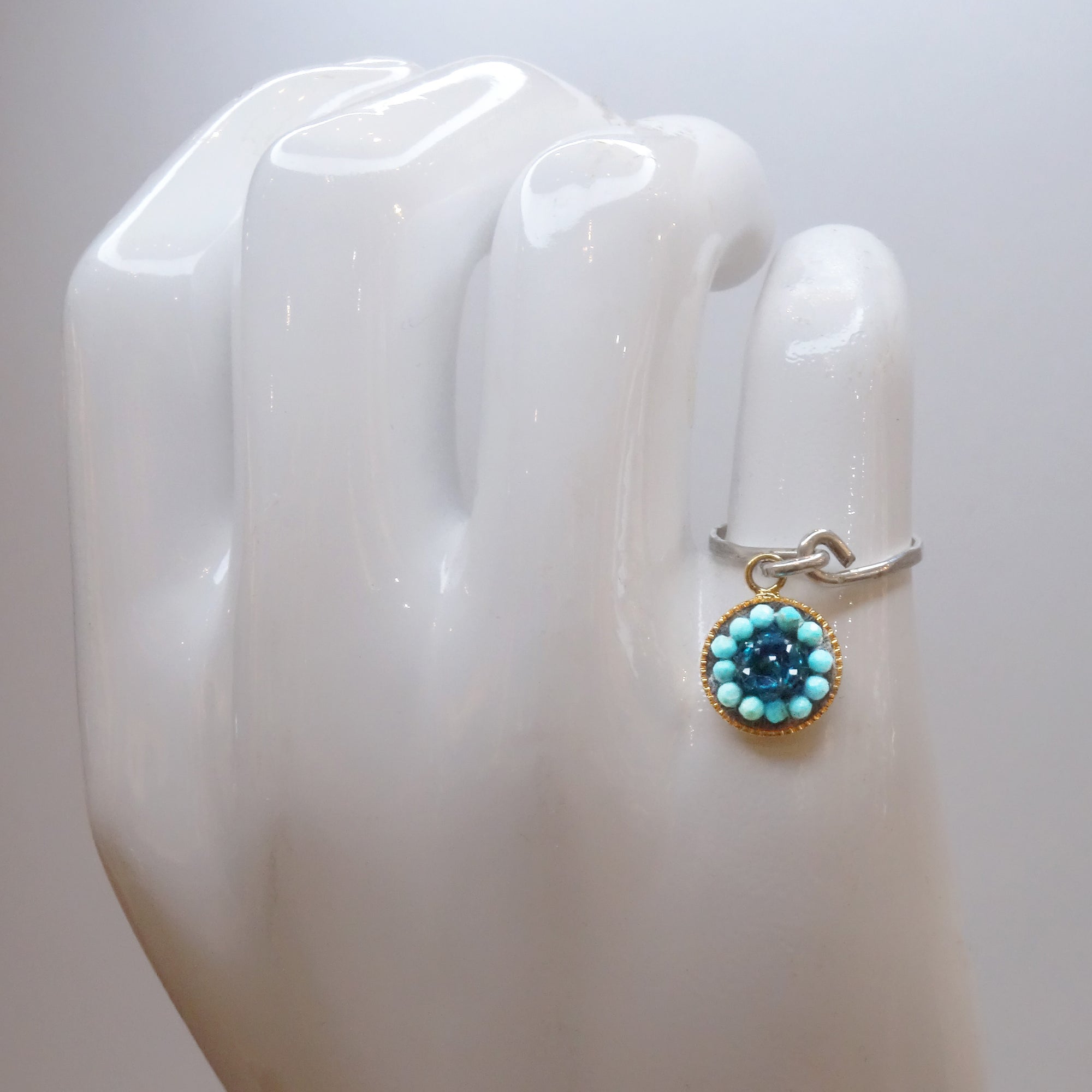 Mosaic Charm Ring: hand hammered silver