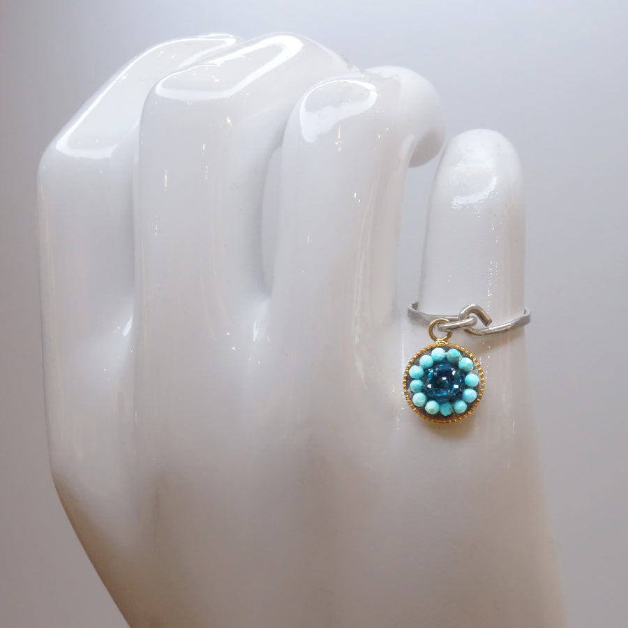 Mosaic Charm Ring: hand hammered silver