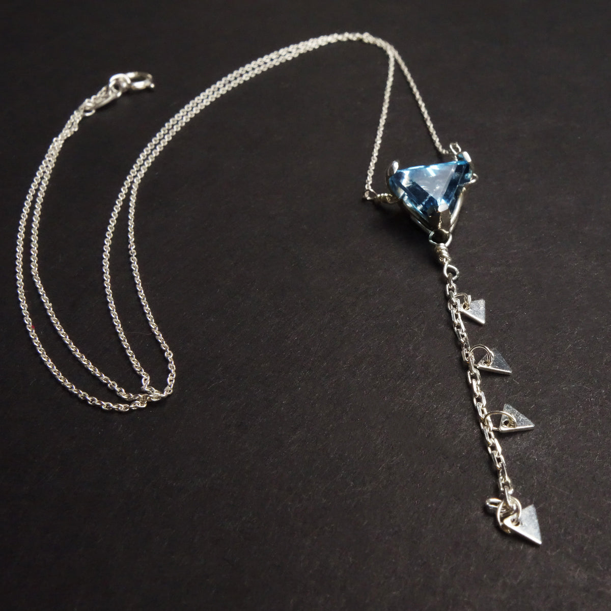 Her Secret Heart: blue topaz necklace with secret heart backing
