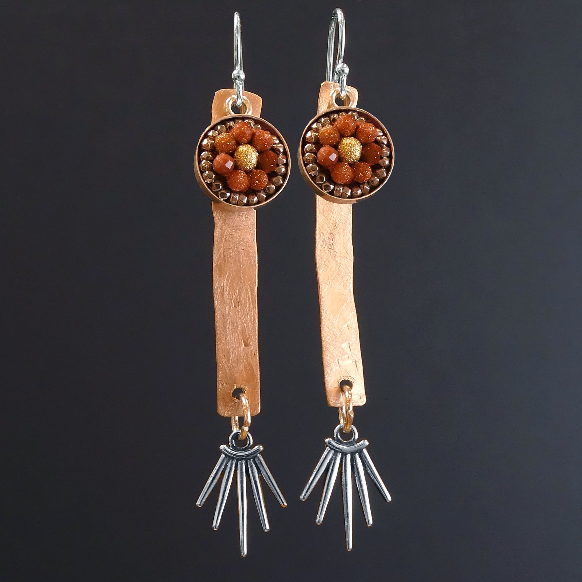 Dazzling Darling: rose gold and sunstone mosaic earring