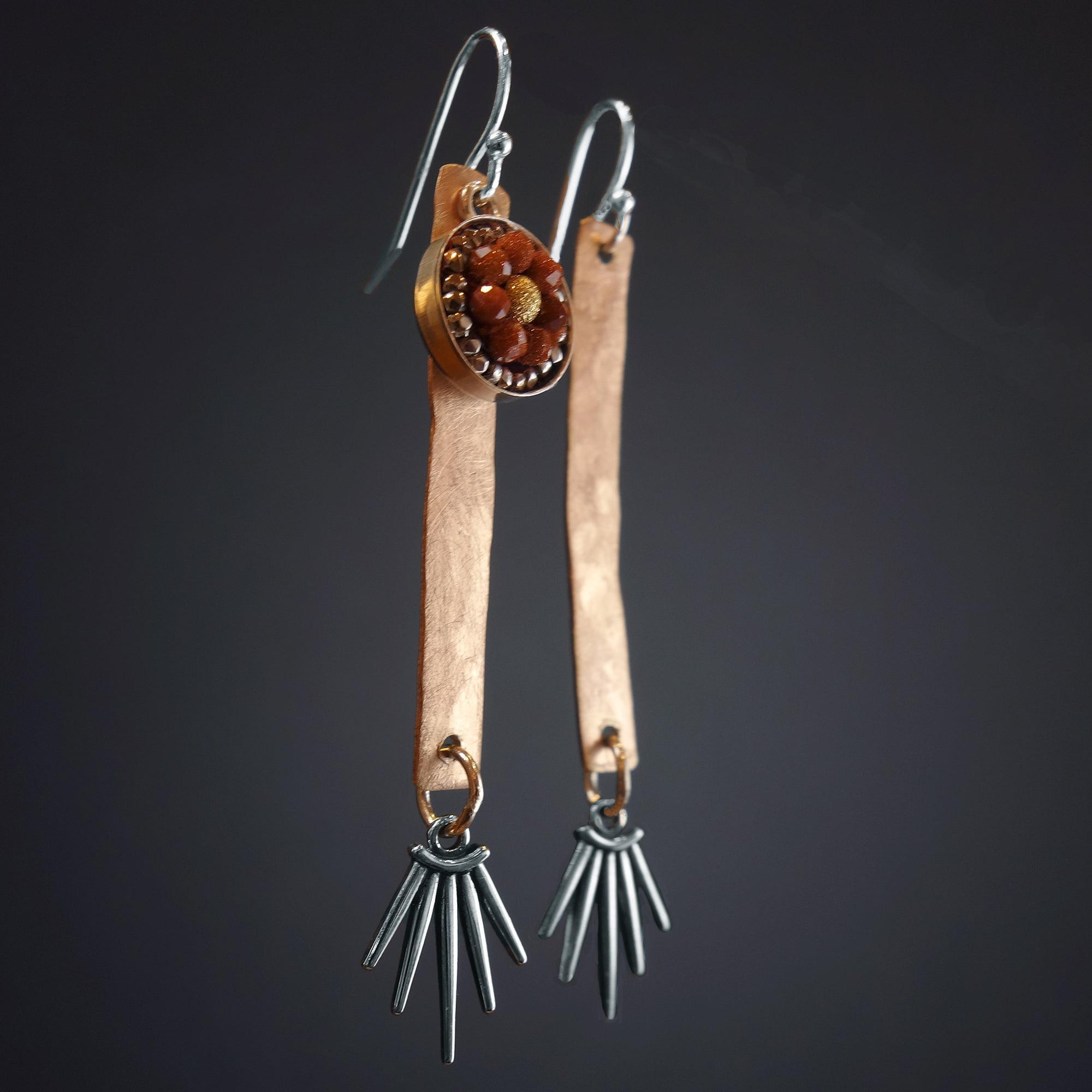 Dazzling Darling: rose gold and sunstone mosaic earring