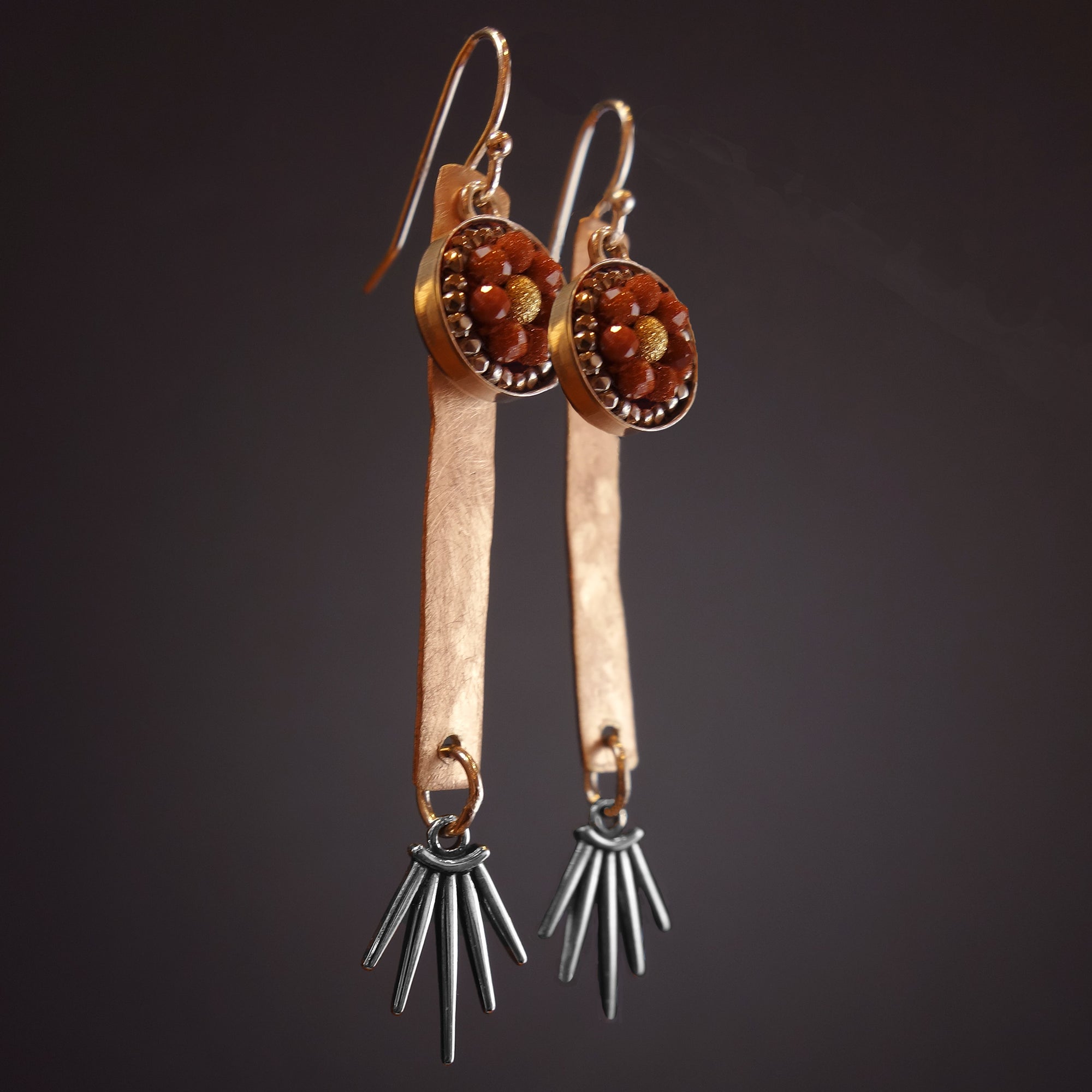 Dazzling Darling: rose gold and sunstone mosaic earring