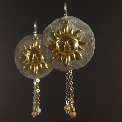Oui, oui, Madame de Montespan: hand hammered silver, gold, rose gold earrings
