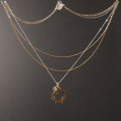 So, she lit them on FIRE: rose gold/sapphire mosaic necklace