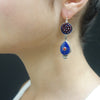O Beautiful: garnet, lapis, and coral mosaic earring