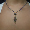 American Dream: coral, lapis, and moonstone mosaic necklace
