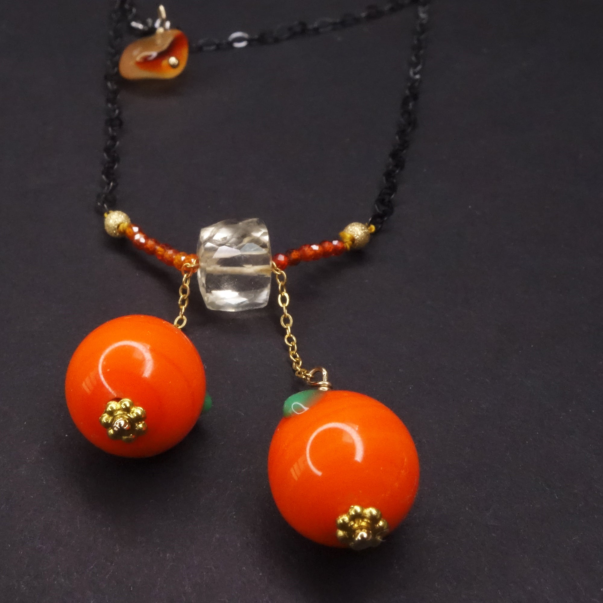 Too Many Oranges, Mama: carnelian, citrine, vintage glass