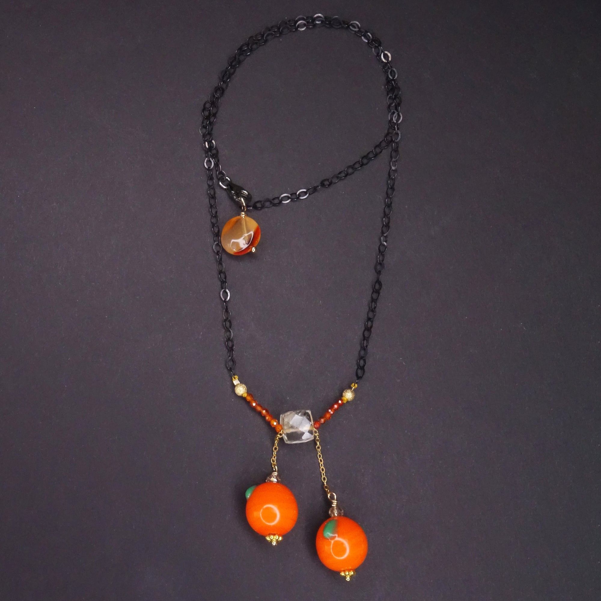 Too Many Oranges, Mama: carnelian, citrine, vintage glass
