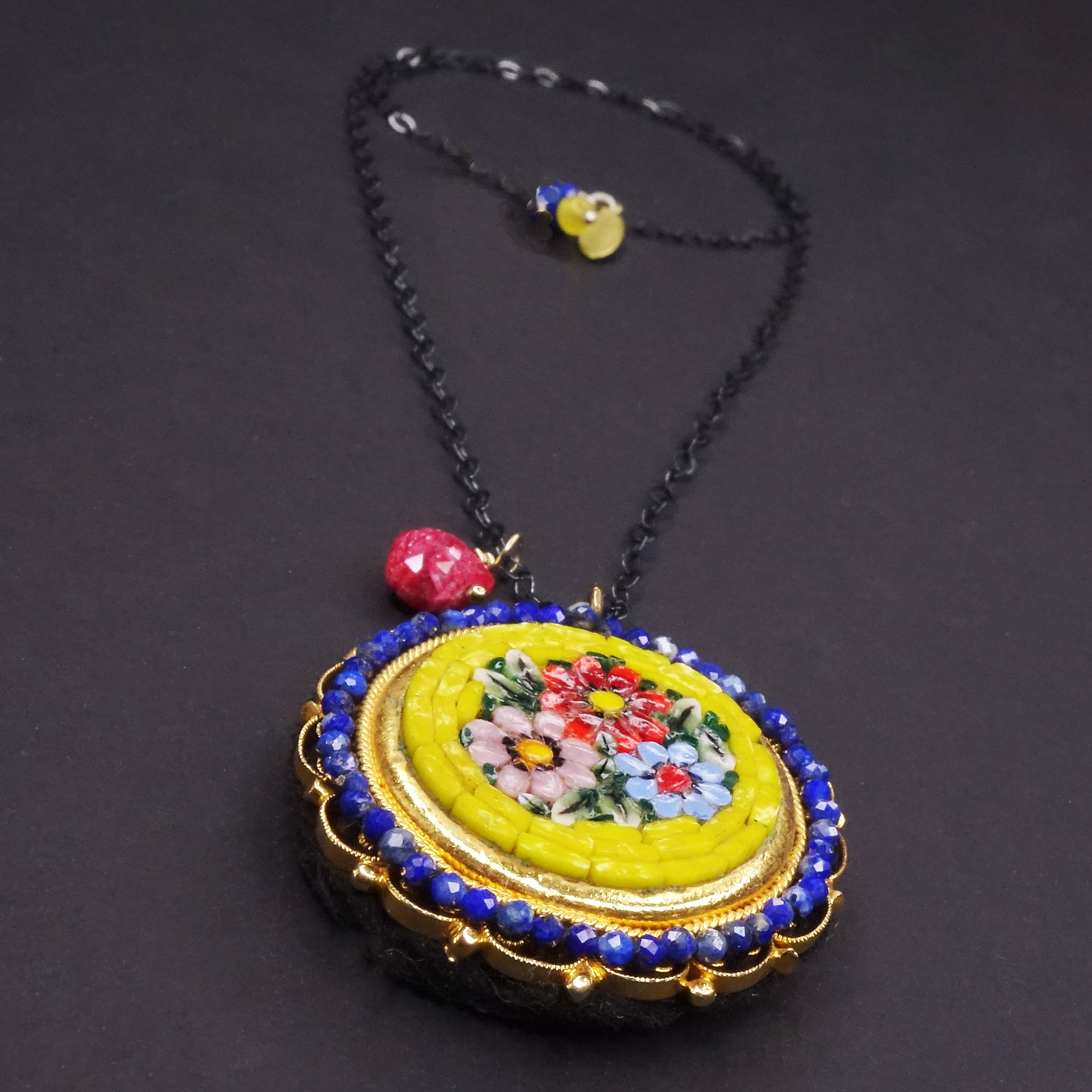 And the World Swirled 'Round Her: lapis, ruby, Ravenna mosaic