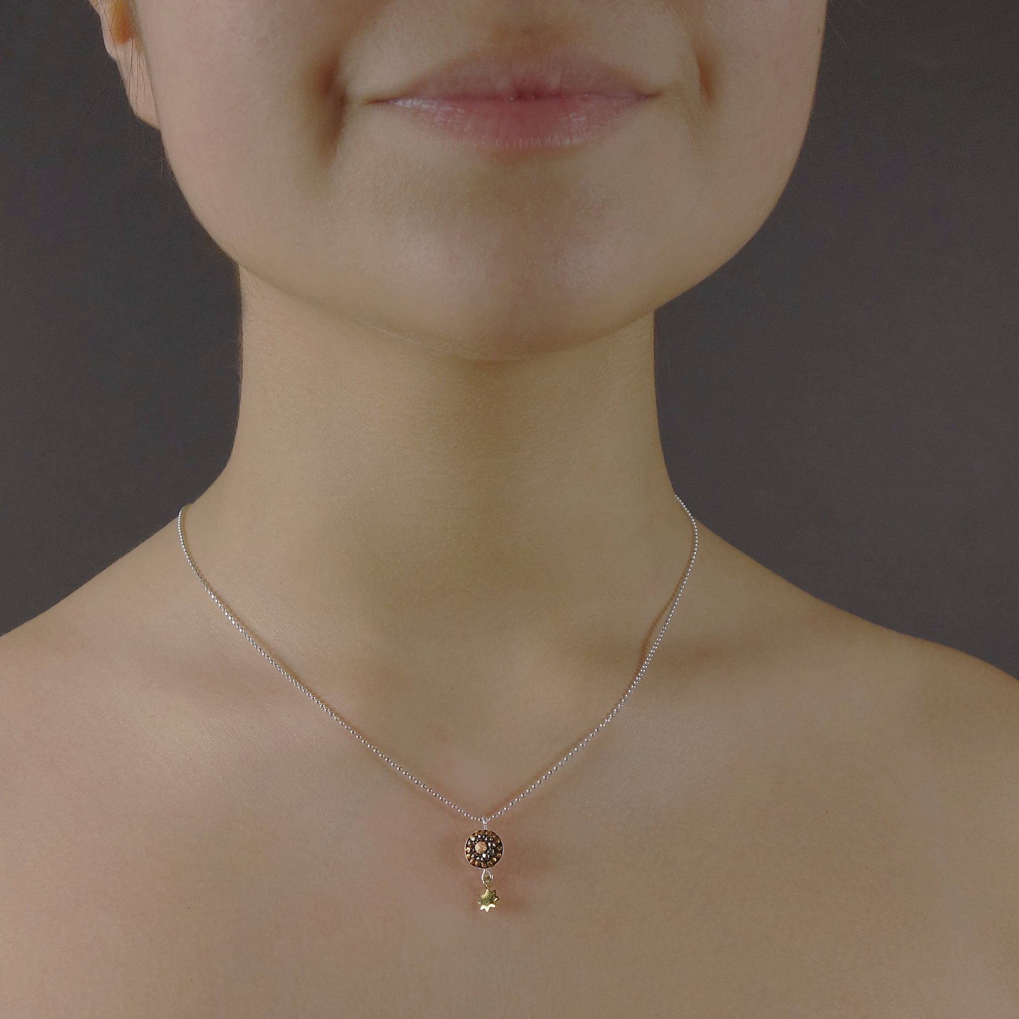 The Sun Also Rises: tiny mosaic/sun pendant necklace