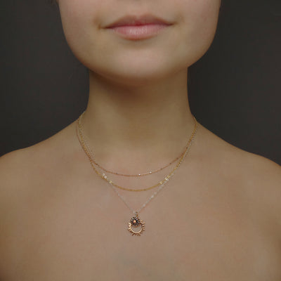 So, she lit them on FIRE: rose gold/sapphire mosaic necklace