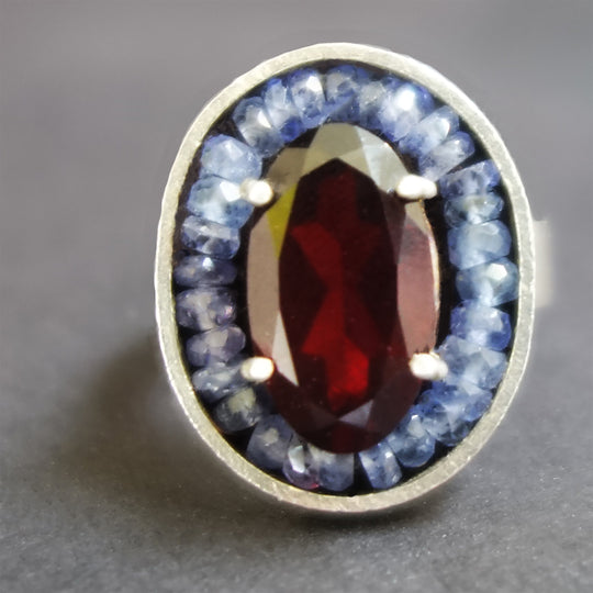 Miss Sparks A Lot: Garnet and Tanzanite mosaic ring