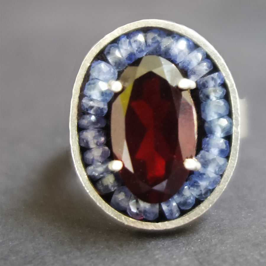 Miss Sparks A Lot: Garnet and Tanzanite mosaic ring